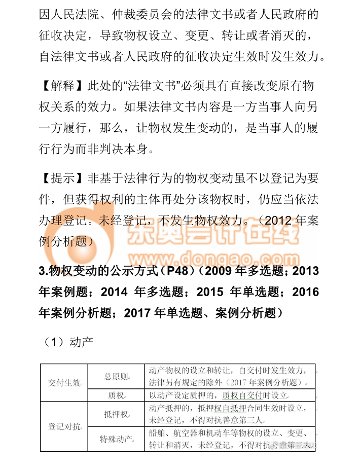 cpa經(jīng)濟(jì)法物權(quán)變動(dòng)