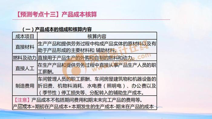 初級會計(jì)產(chǎn)品成本核算