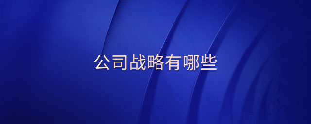 公司戰(zhàn)略有哪些 公司戰(zhàn)略有哪些