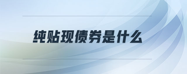 純貼現(xiàn)債券是什么 純貼現(xiàn)債券是什么
