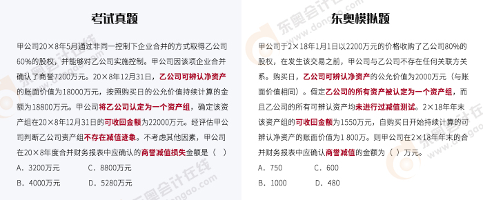 東奧CPA考試題對(duì)比