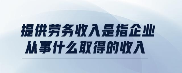 提供勞務(wù)收入是指企業(yè)從事什么取得的收入 提供勞務(wù)收入是指企業(yè)從事什么取得的收入