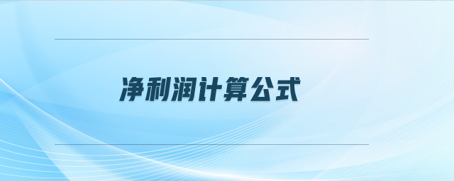 凈利潤計算公式 凈利潤計算公式