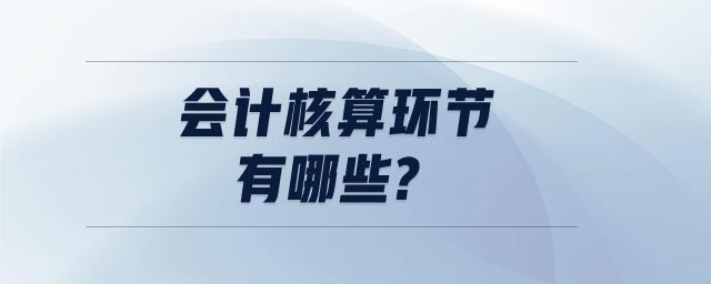 會計核算環(huán)節(jié)有哪些?