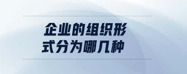 企業(yè)的組織形式分為哪幾種
