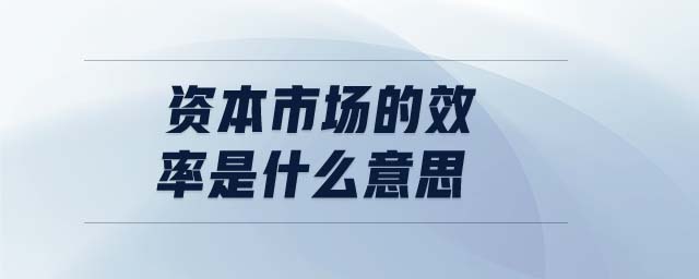 資本市場的效率是什么意思 資本市場的效率是什么意思