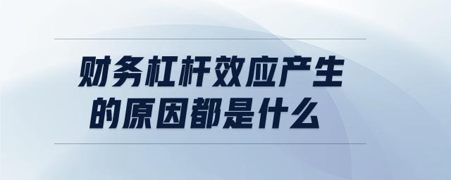財(cái)務(wù)杠桿效應(yīng)產(chǎn)生的原因都是什么