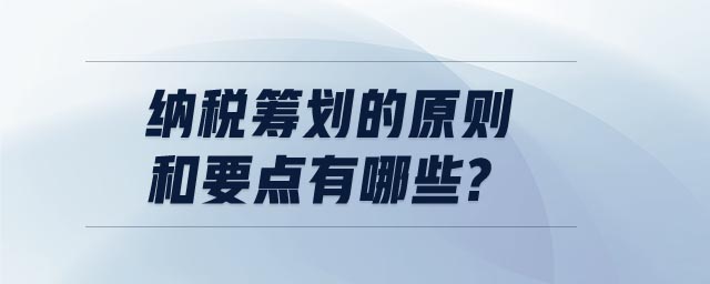 納稅籌劃的原則和要點(diǎn)有哪些? 納稅籌劃的原則和要點(diǎn)有哪些?