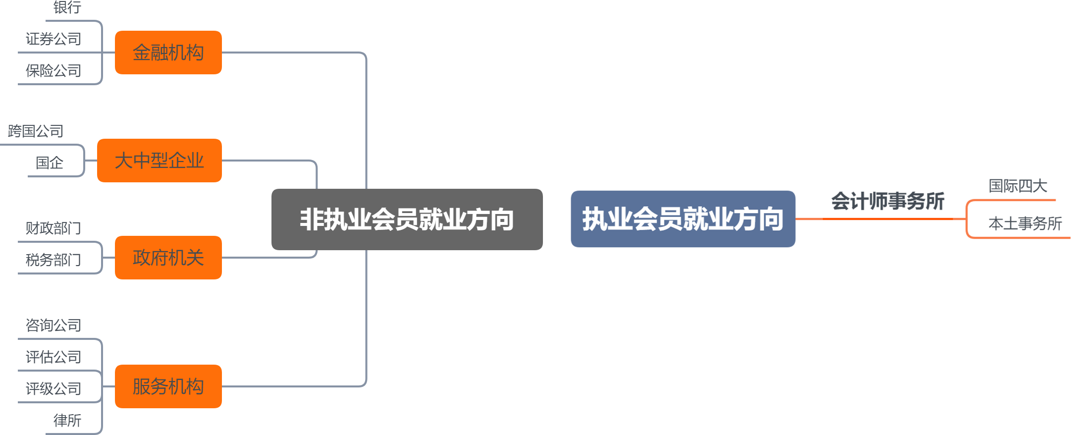 執(zhí)業(yè)注冊會計師和非執(zhí)業(yè)注冊會計師的就業(yè)方向不同