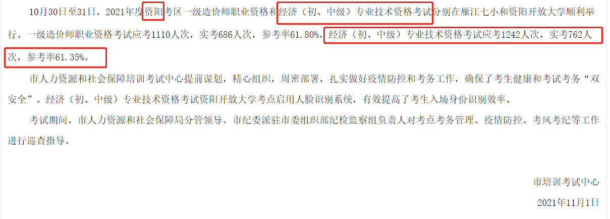 資陽2021中級經(jīng)濟師參加考試人數(shù)