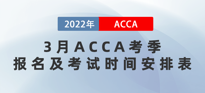 2022年3月ACCA考季報名及考試時間安排表