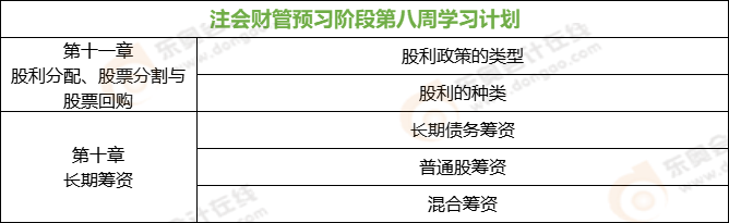 注會財管預(yù)習(xí)階段第八周學(xué)習(xí)計劃