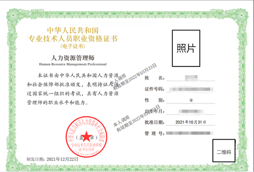 人力資源證書 人力資源證書