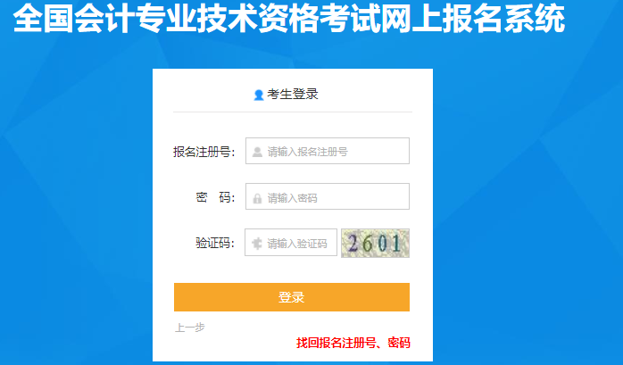 輸入報(bào)名注冊(cè)號(hào)、密碼及驗(yàn)證碼