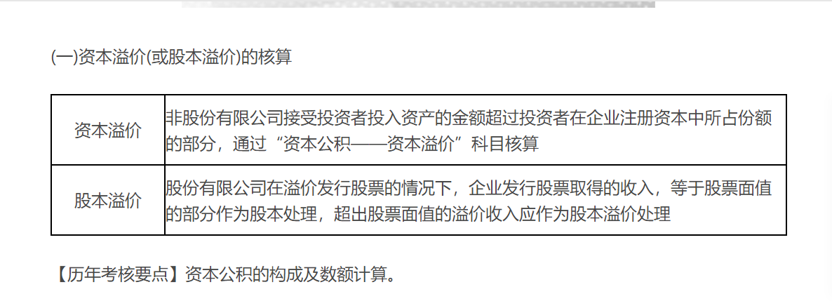 資本溢價(或股本溢價)的核算