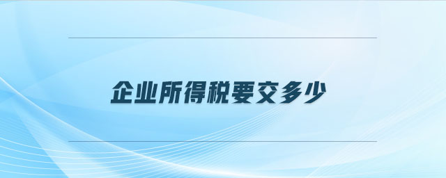 企業(yè)所得稅要交多少 企業(yè)所得稅要交多少