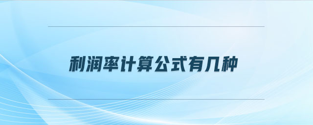 利潤率計算公式有幾種