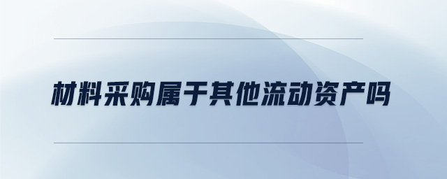 材料采購屬于其他流動資產(chǎn)嗎