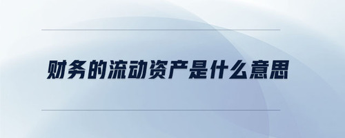 財(cái)務(wù)的流動(dòng)資產(chǎn)是什么意思