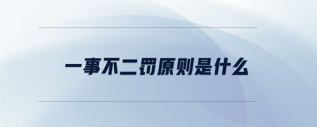 一事不二罰原則是什么