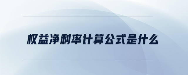 權益凈利率計算公式是什么 權益凈利率計算公式是什么