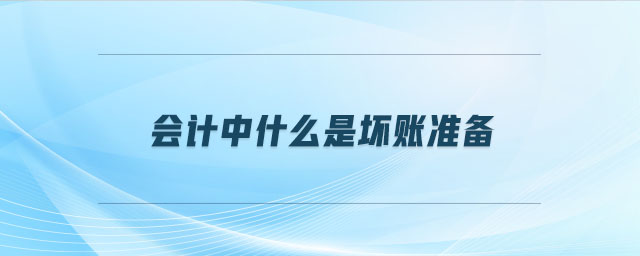 會計(jì)中什么是壞賬準(zhǔn)備
