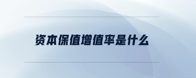 資本保值增值率是什么