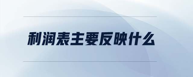 利潤(rùn)表主要反映什么