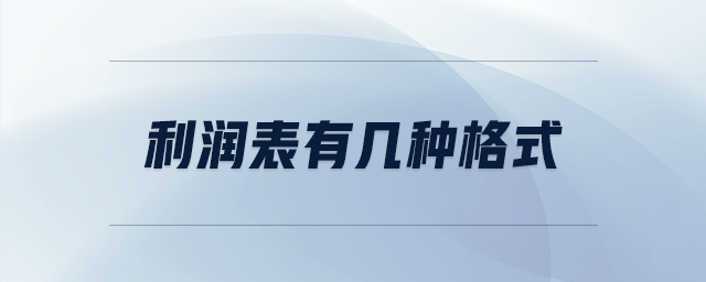 利潤表有幾種格式