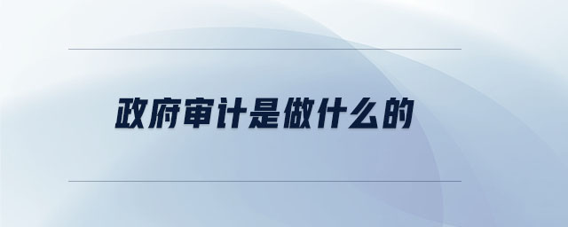 政府審計是做什么的