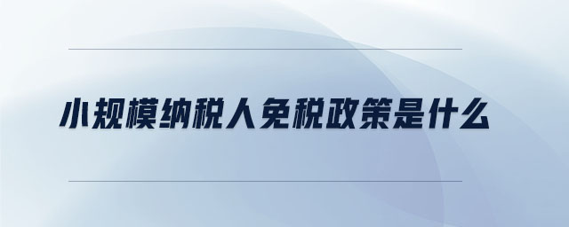 小規(guī)模納稅人免稅政策是什么