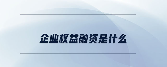 企業(yè)權益融資是什么
