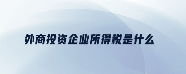 外商投資企業(yè)所得稅是什么