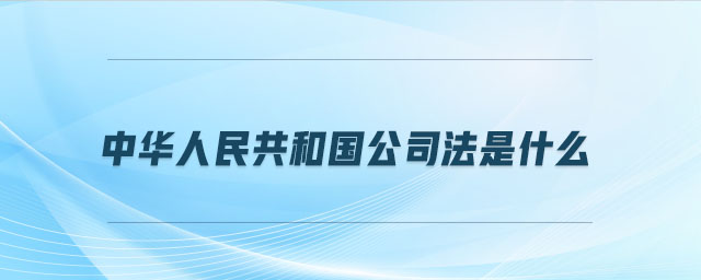 中華人民共和國公司法是什么