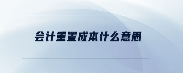 會計重置成本什么意思 會計重置成本什么意思
