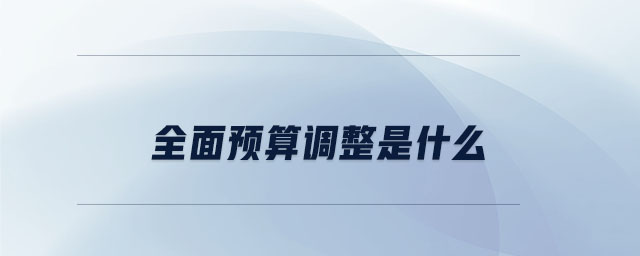 全面預(yù)算調(diào)整是什么