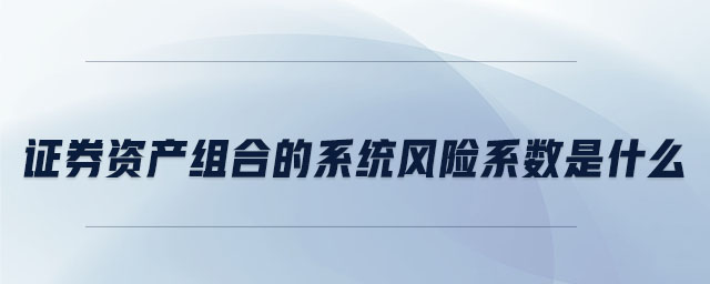 證券資產(chǎn)組合的系統(tǒng)風(fēng)險(xiǎn)系數(shù)是什么 證券資產(chǎn)組合的系統(tǒng)風(fēng)險(xiǎn)系數(shù)是什么