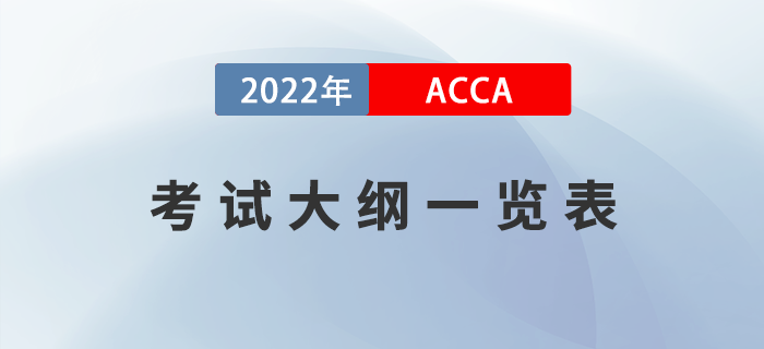 考生收藏！2022年ACCA考試大綱一覽表！