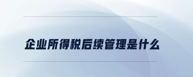 企業(yè)所得稅后續(xù)管理是什么 企業(yè)所得稅后續(xù)管理是什么