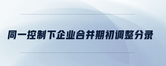 同一控制下企業(yè)合并期初調(diào)整分錄 同一控制下企業(yè)合并期初調(diào)整分錄