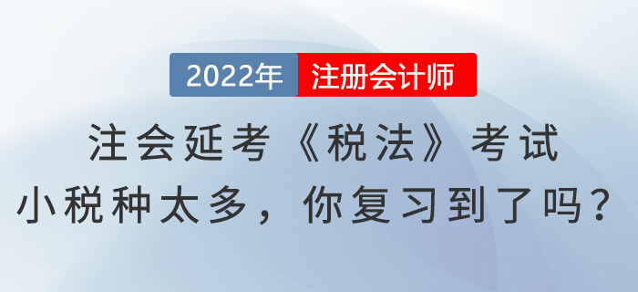 2022年注會延考《稅法》考試，“小稅種”太多，你都復(fù)習到了嗎？