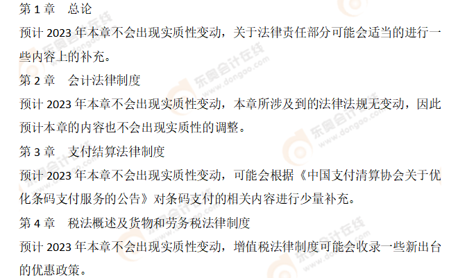 初級會(huì)計(jì)經(jīng)濟(jì)法基礎(chǔ)教材變化預(yù)測