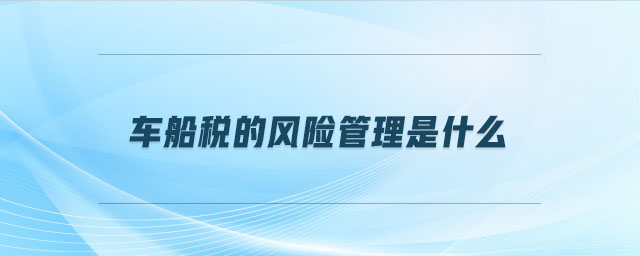 車船稅的風險管理是什么