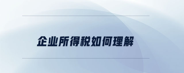企業(yè)所得稅如何理解 企業(yè)所得稅如何理解