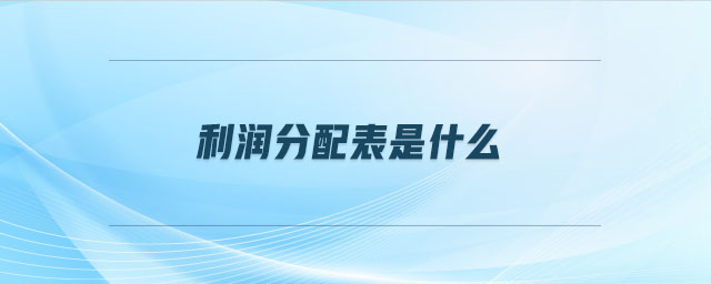 利潤分配表是什么 利潤分配表是什么