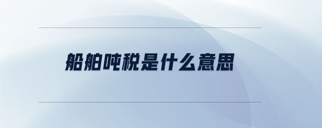 船舶噸稅是什么意思 船舶噸稅是什么意思