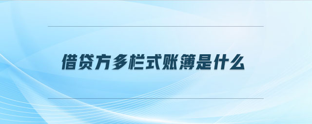 借貸方多欄式賬簿是什么 借貸方多欄式賬簿是什么