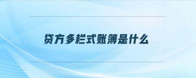 貸方多欄式賬簿是什么