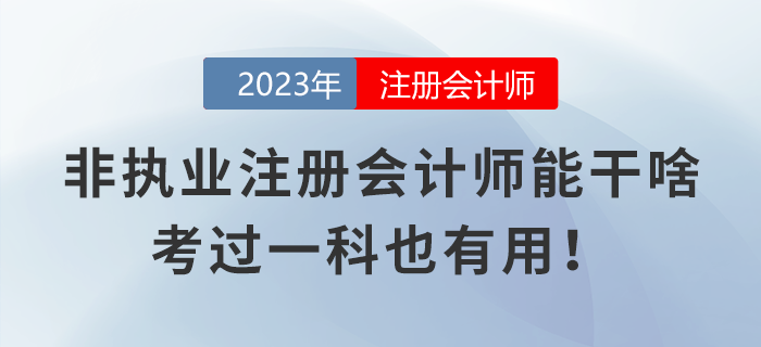 非執(zhí)業(yè)注冊會計師都能干些啥？考過一科也有用！