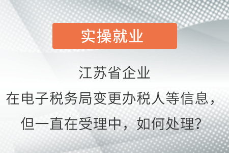 江蘇省企業(yè)已在電子稅務(wù)局變更辦稅人等信息，但一直在受理中，如何處理？
